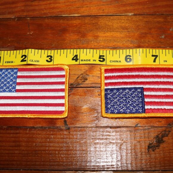 USA Flag patches sew on each set includes one regular flag and one reversed - Picture 2 of 4